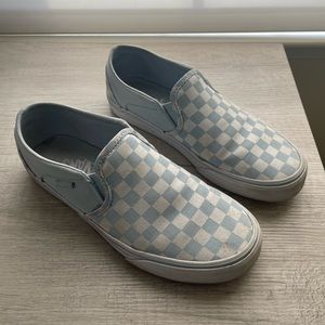 VANS - Light Blue & White Checkered Slip-Ons